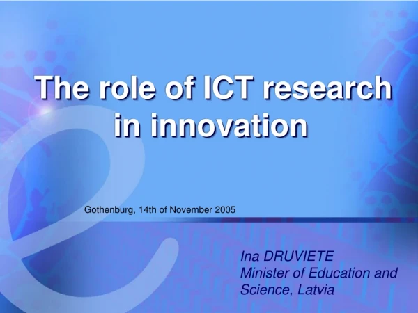 The role of ICT research  i n innovation