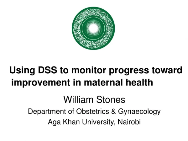 Using DSS to monitor progress toward improvement in maternal health