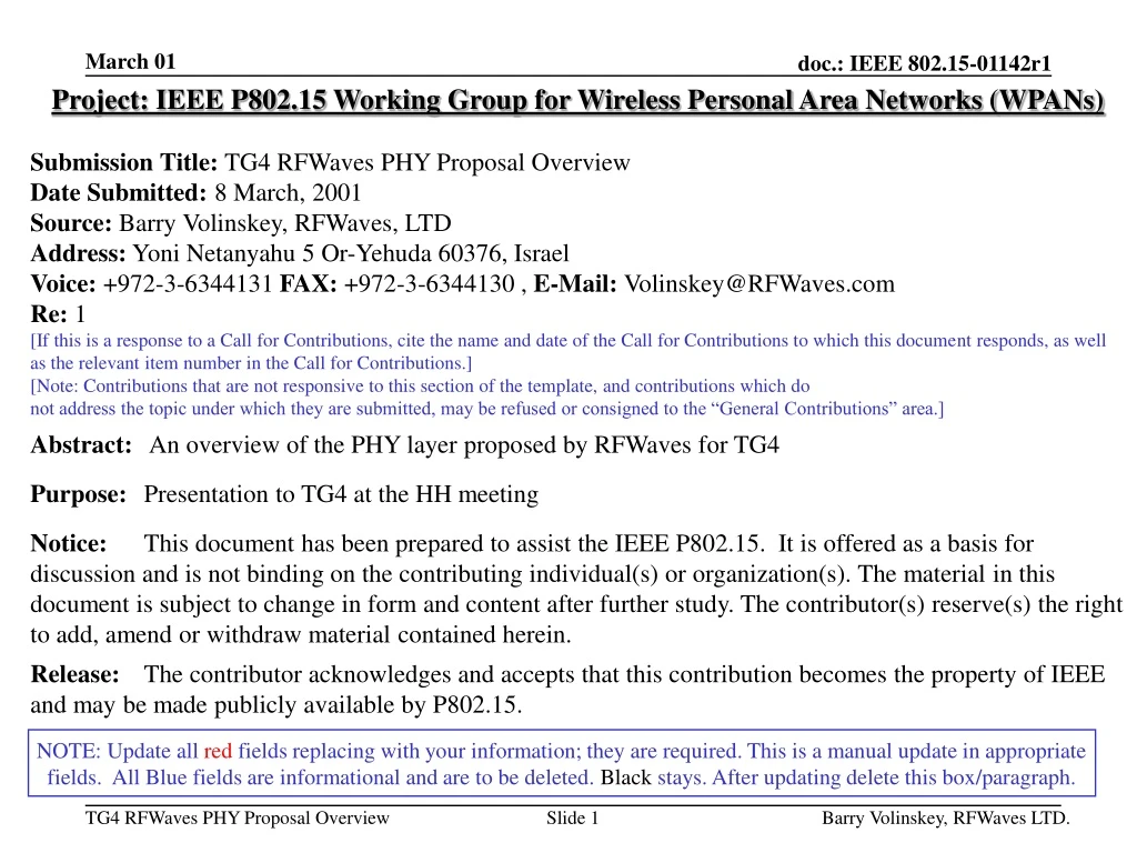 project ieee p802 15 working group for wireless