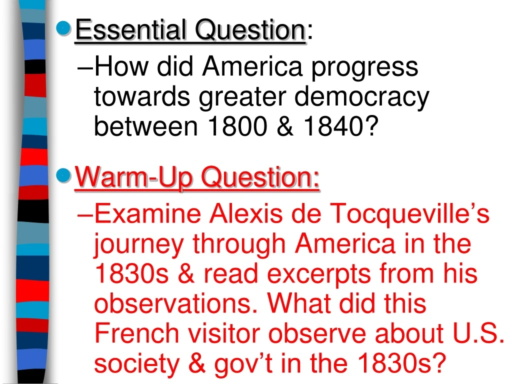 essential question how did america progress