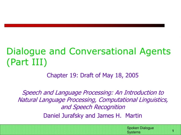 Dialogue and Conversational Agents (Part III)