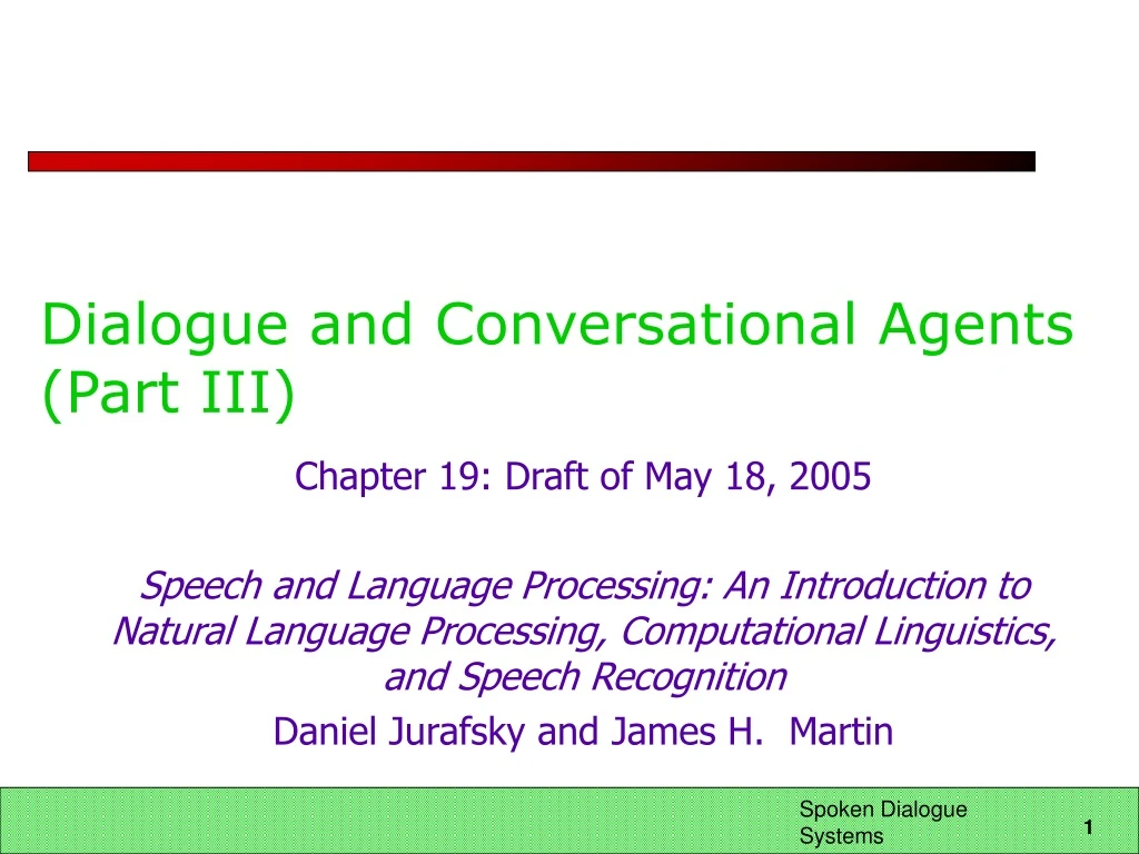 dialogue and conversational agents part iii