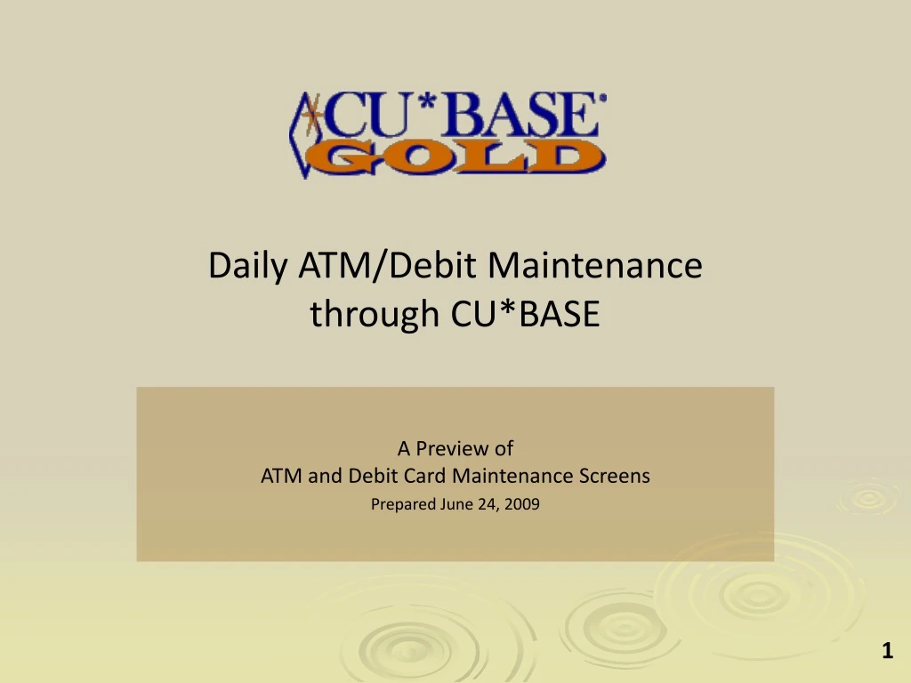 daily atm debit maintenance through cu base