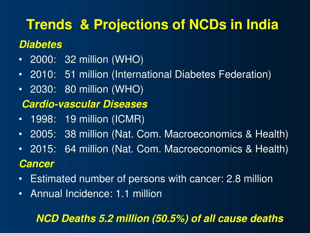 trends projections of ncds in india