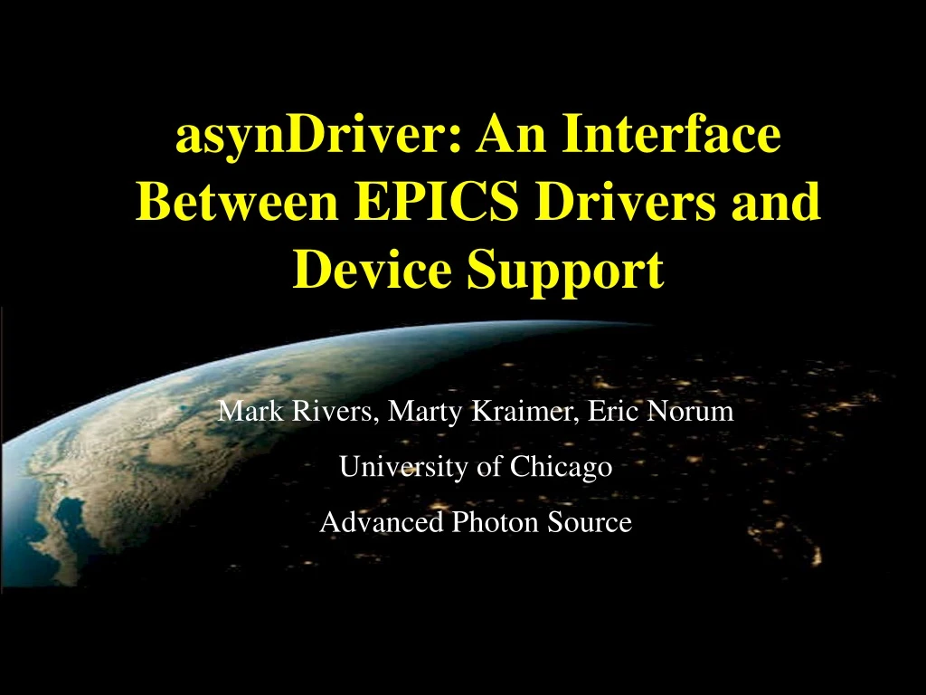 asyndriver an interface between epics drivers