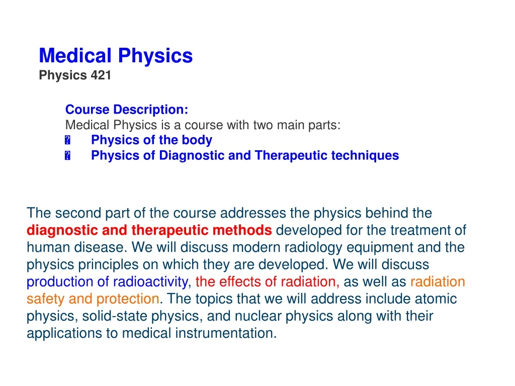 medical physics physics 421