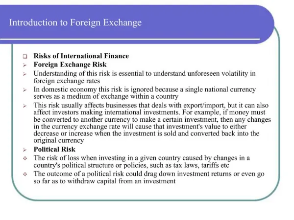 Introduction to Foreign Exchange