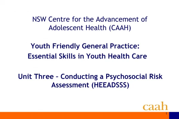 NSW Centre for the Advancement of  Adolescent Health (CAAH)