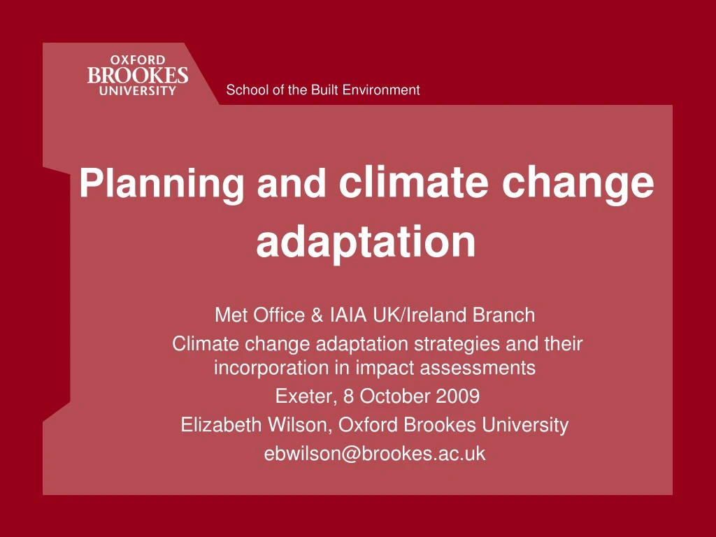 planning and climate change adaptation