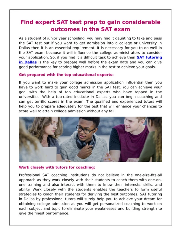 Find expert SAT test prep to gain considerable outcomes in the SAT exam
