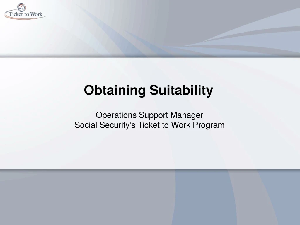 obtaining suitability