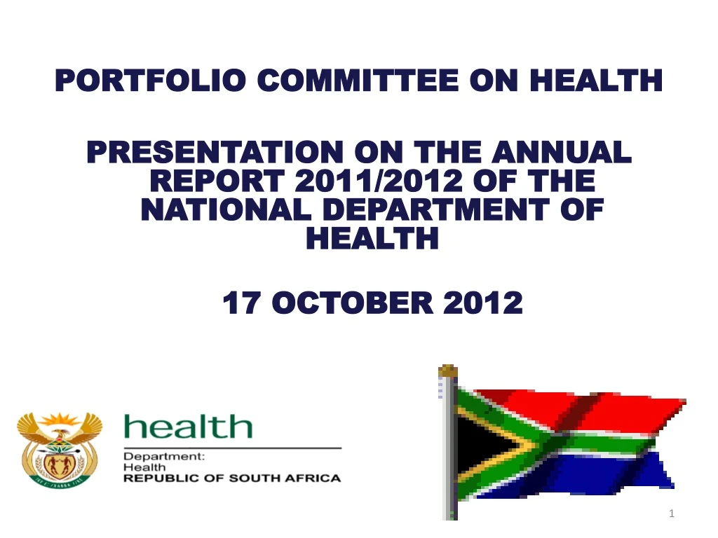 portfolio committee on health presentation