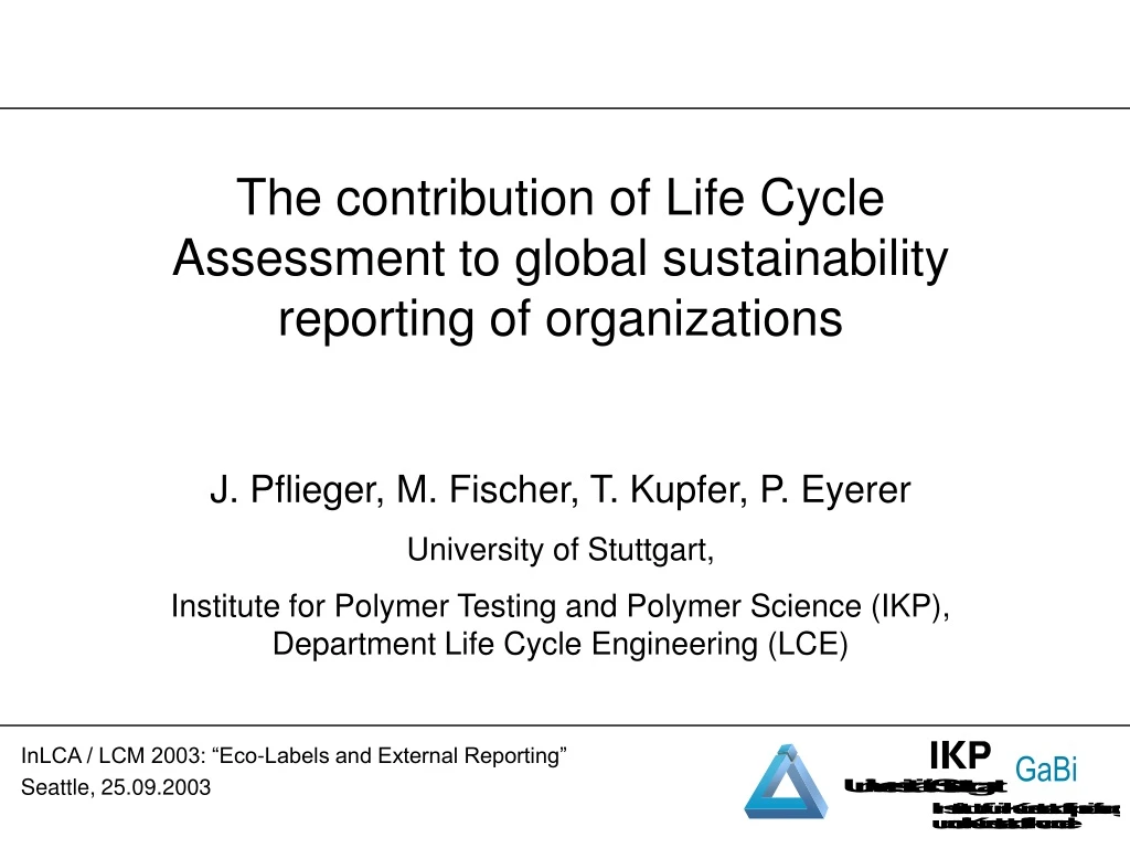 the contribution of life cycle assessment