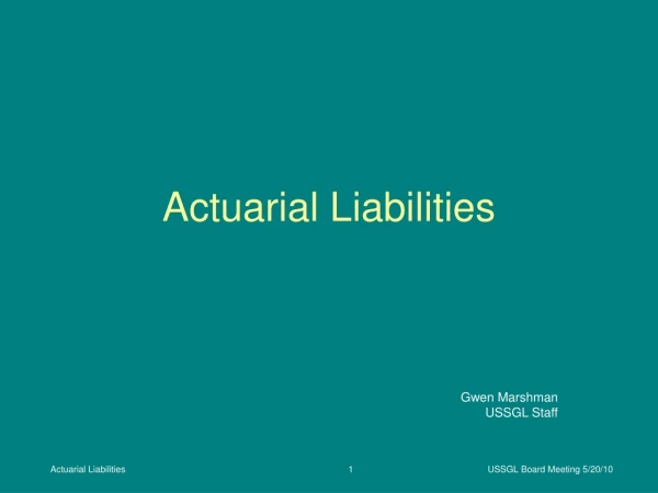 Actuarial Liabilities