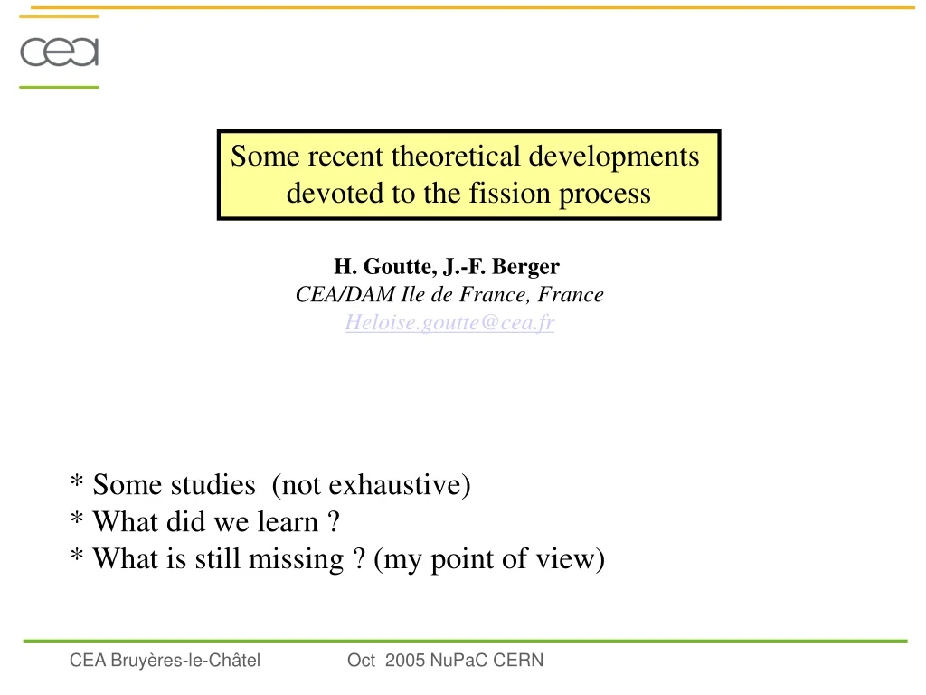 some recent theoretical developments devoted