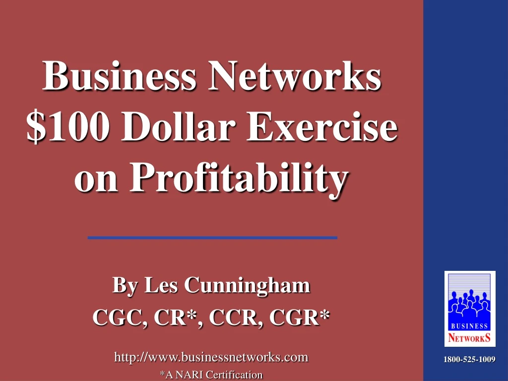 business networks 100 dollar exercise on profitability