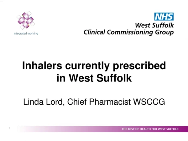 Inhalers currently prescribed in West Suffolk Linda Lord, Chief Pharmacist WSCCG
