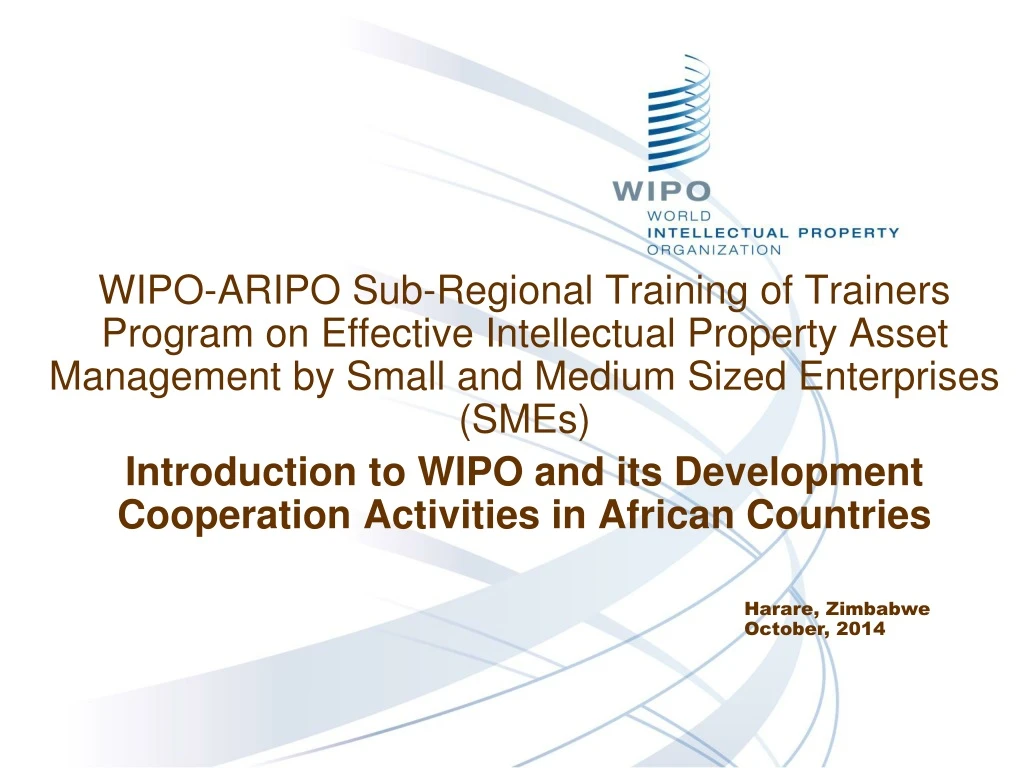 wipo aripo sub regional training of trainers