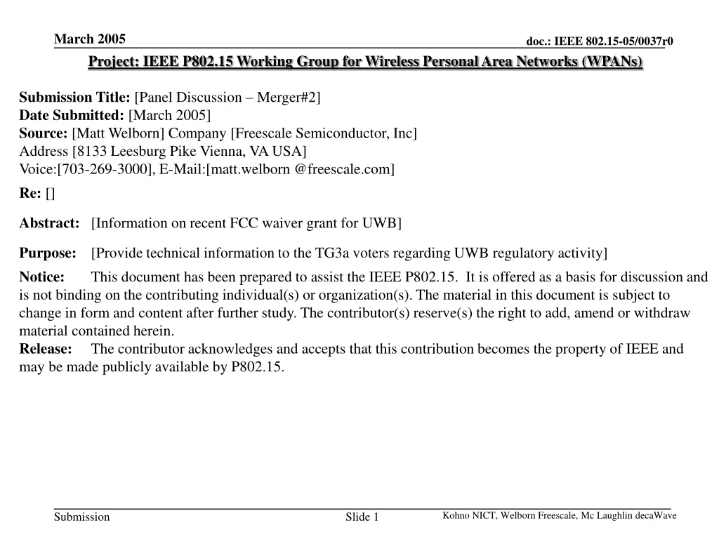 project ieee p802 15 working group for wireless