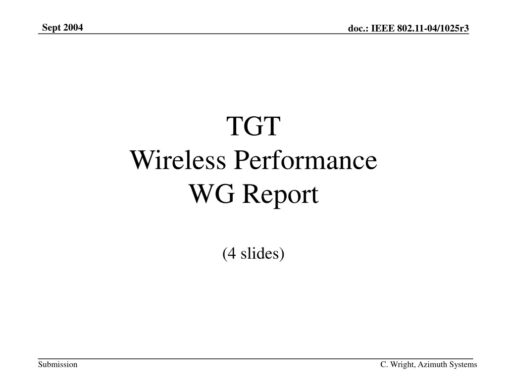 tgt wireless performance wg report