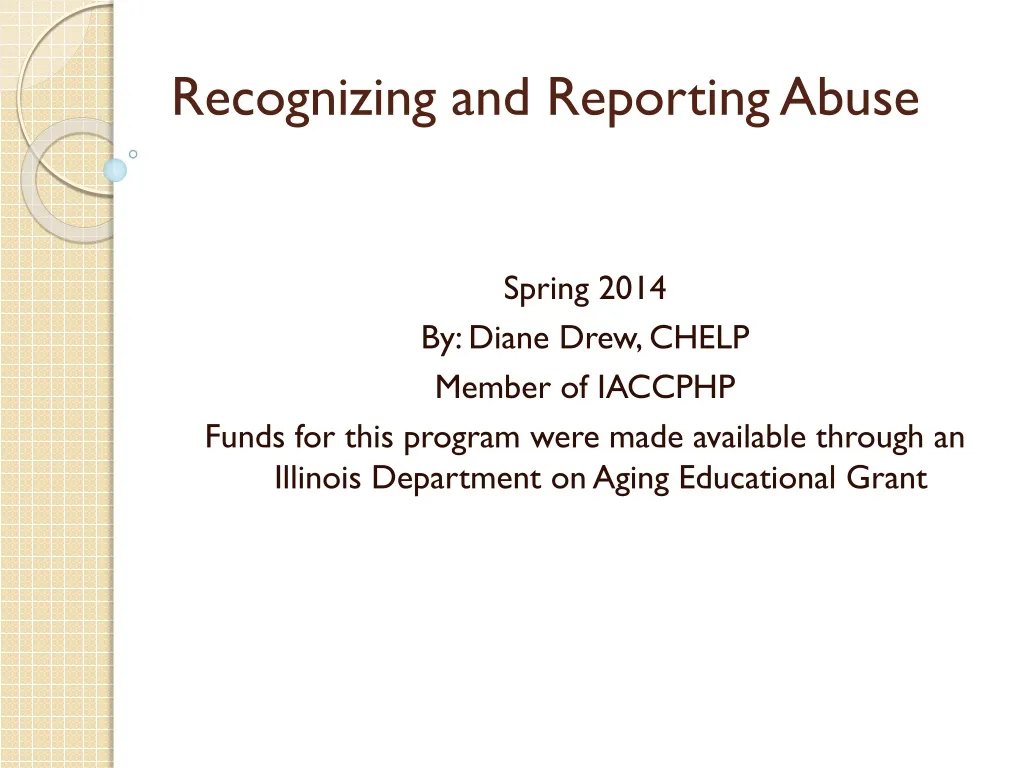 recognizing and reporting abuse