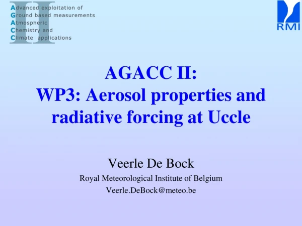 AGACC II: WP3: Aerosol properties and radiative forcing at Uccle