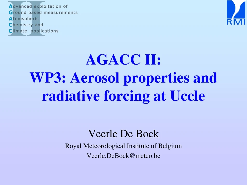 agacc ii wp3 aerosol properties and radiative forcing at uccle