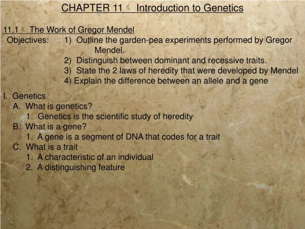 CHAPTER 11   Introduction to Genetics