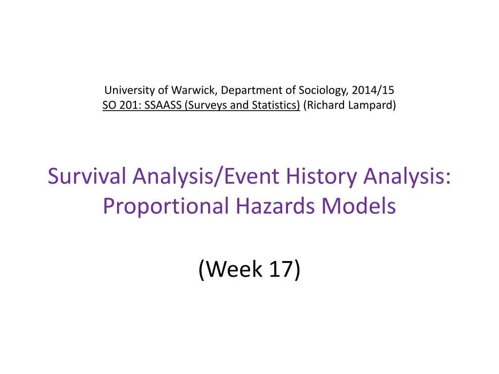 university of warwick department of sociology