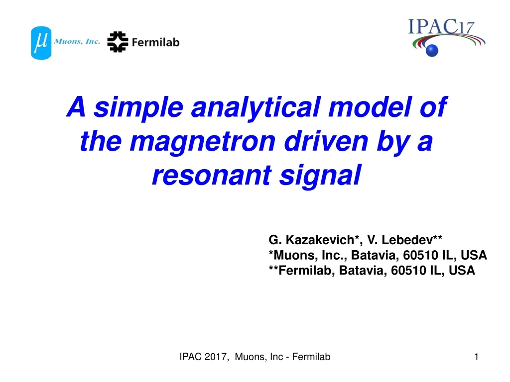 a simple analytical model of the magnetron driven by a resonant signal