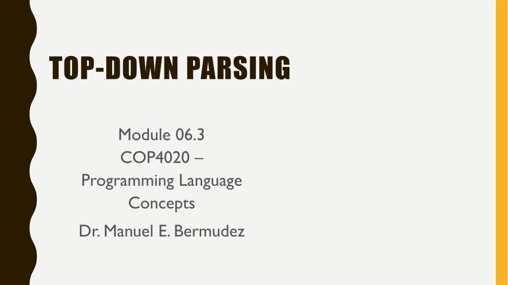 top down parsing
