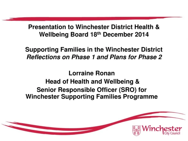 Lorraine Ronan  Head of Health and Wellbeing &amp;