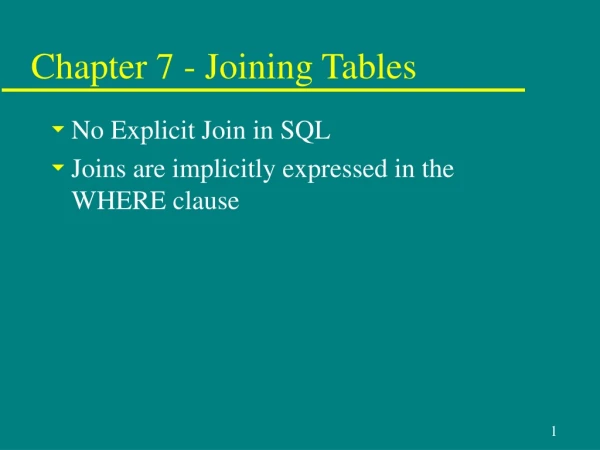 Chapter 7 - Joining Tables