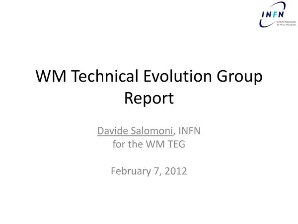 WM Technical Evolution Group Report