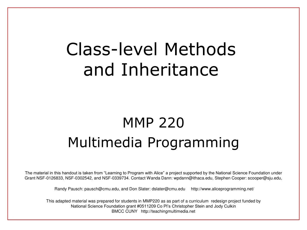 class level methods and inheritance