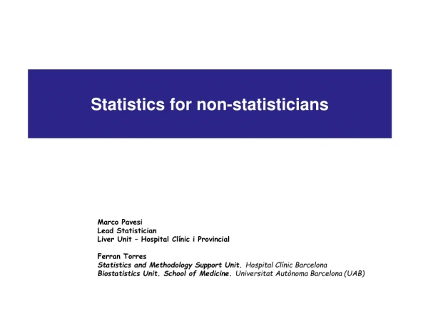 Statistics for non-statisticians