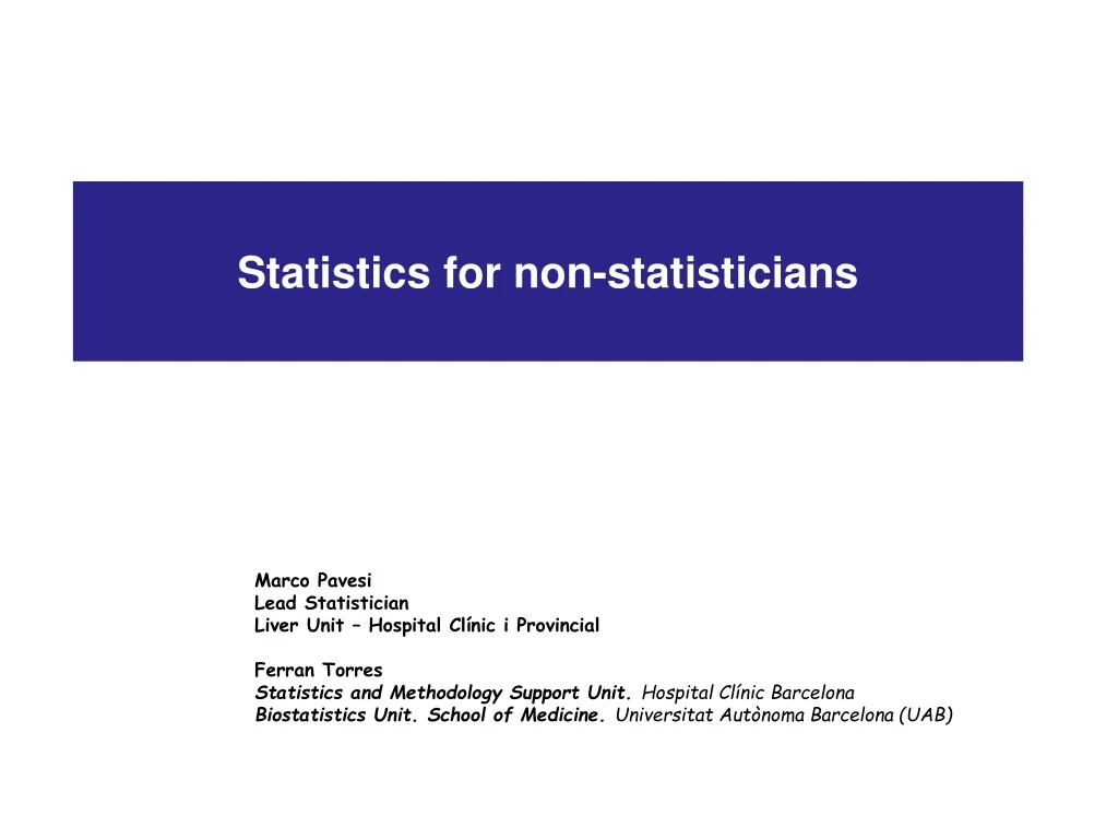 statistics for non statisticians