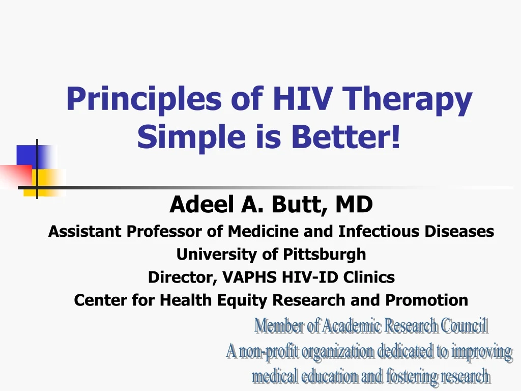 principles of hiv therapy simple is better