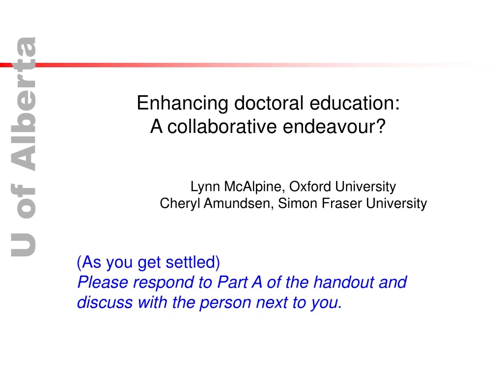 enhancing doctoral education a collaborative