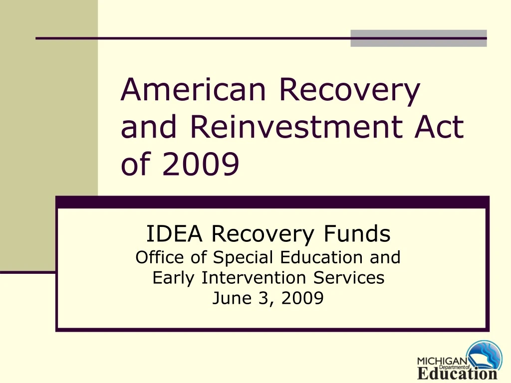 american recovery and reinvestment act of 2009