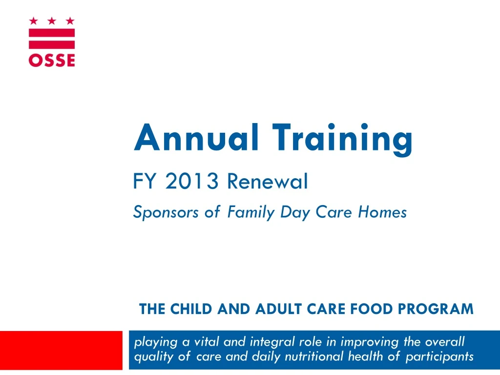 the child and adult care food program