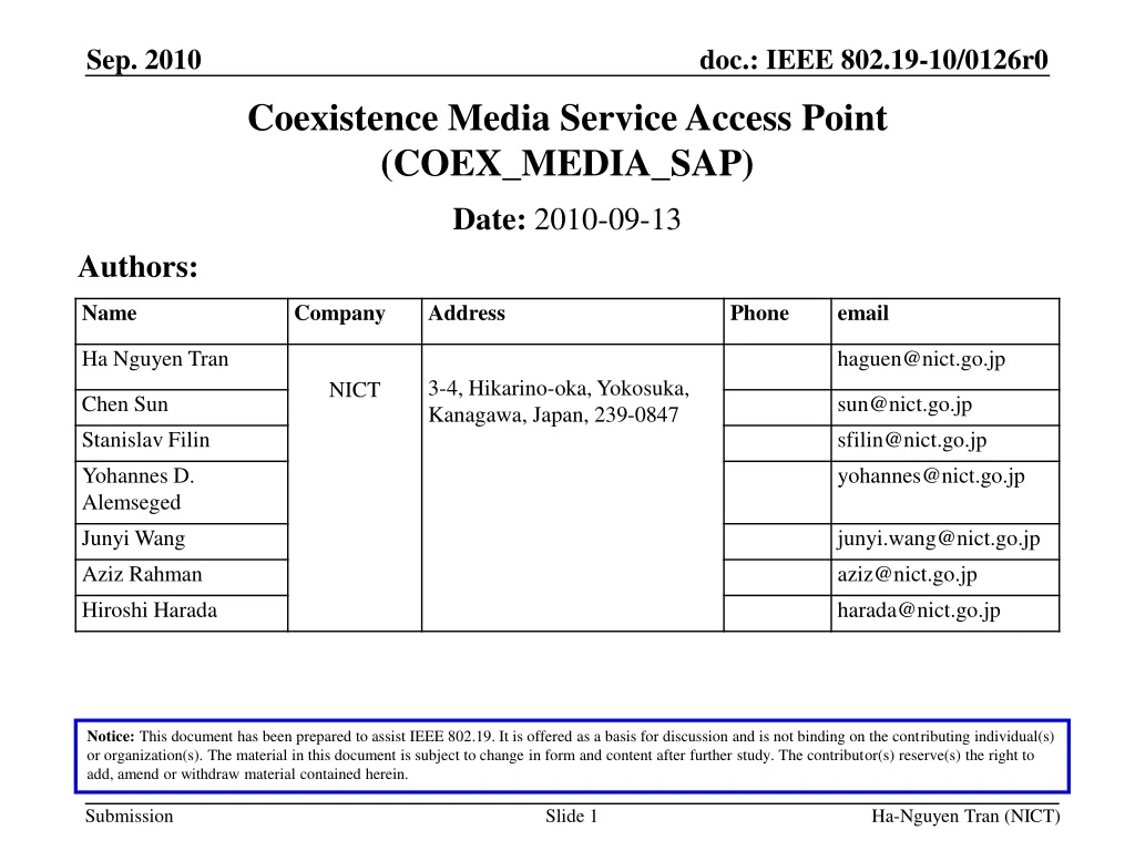 coexistence media service access point coex media sap