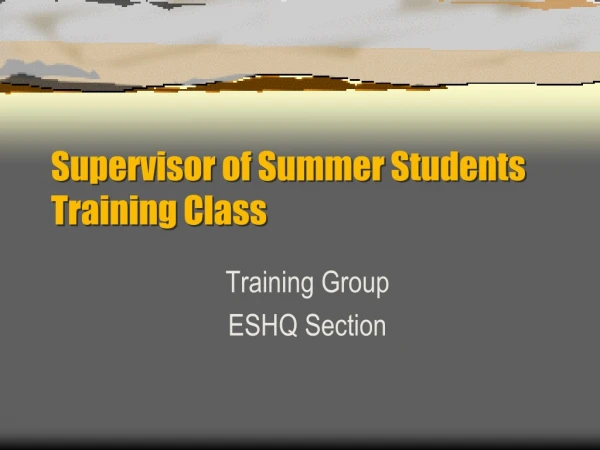 Supervisor of Summer Students Training Class