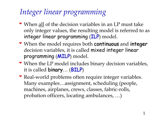 Integer linear programming