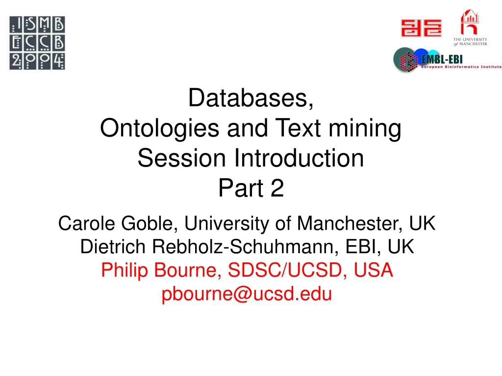 databases ontologies and text mining session introduction part 2