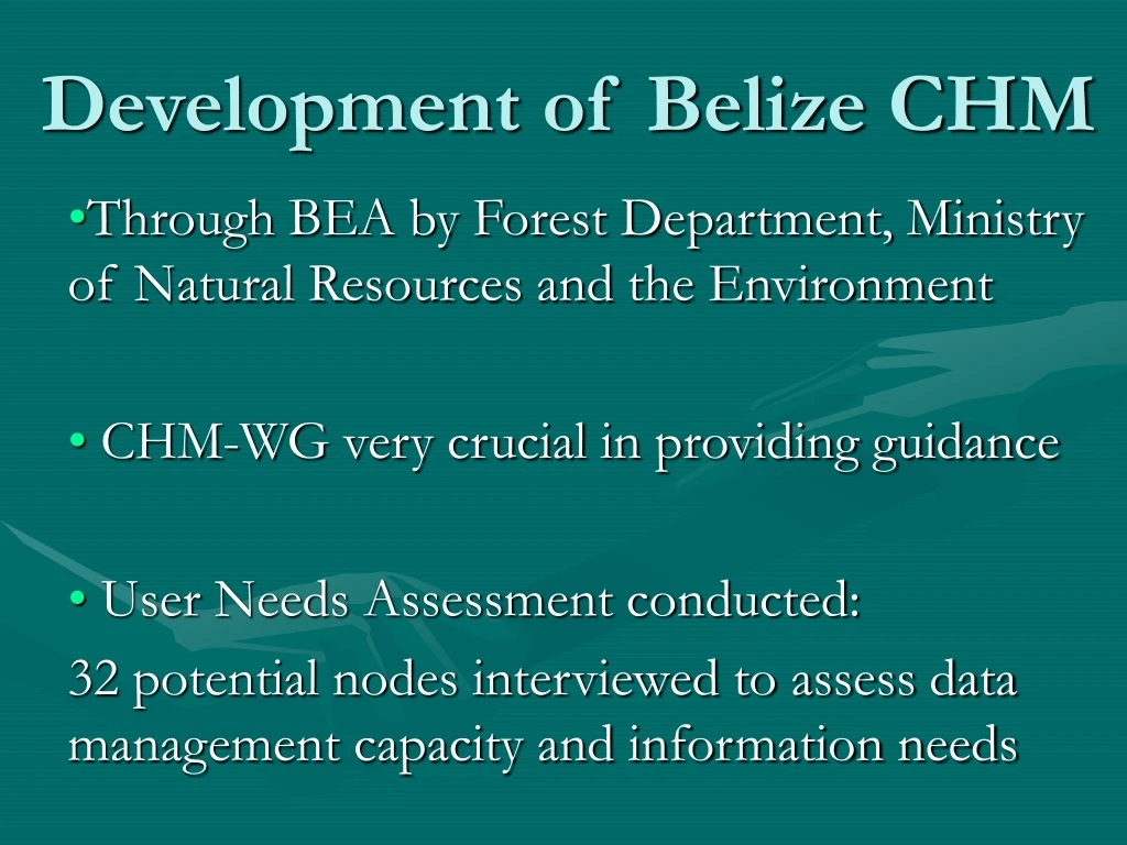 development of belize chm