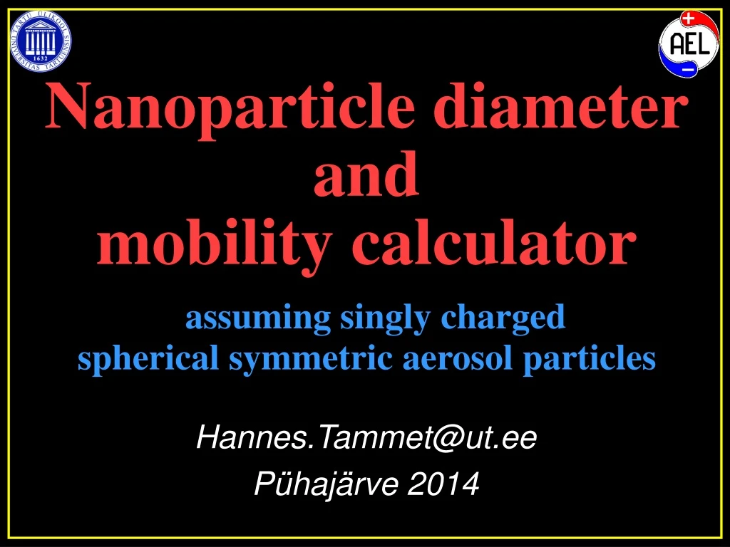 nanoparticle diameter and mobility calculator