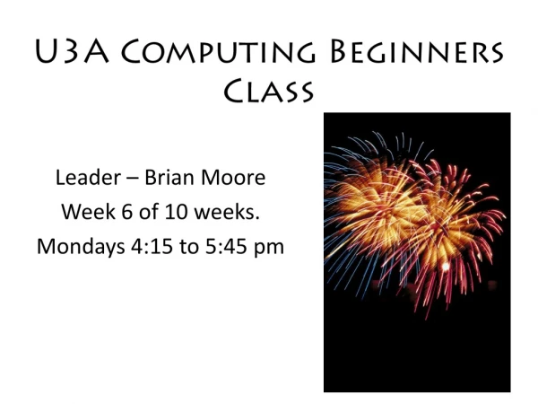 U3A Computing Beginners Class