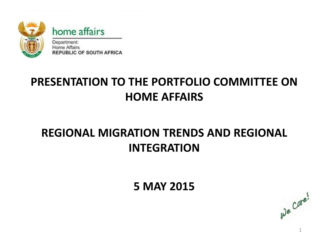 presentation to the portfolio committee on home