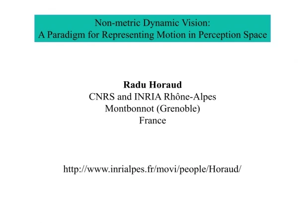 Non-metric Dynamic Vision: A Paradigm for Representing Motion in Perception Space